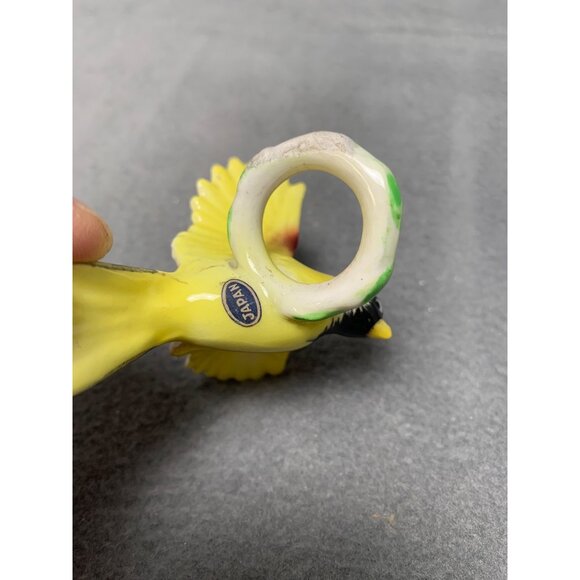 Vintage Yellow Bird Ceramic Napkin Ring Hand-Painted Made In Japan 1950s - Picture 3 of 7